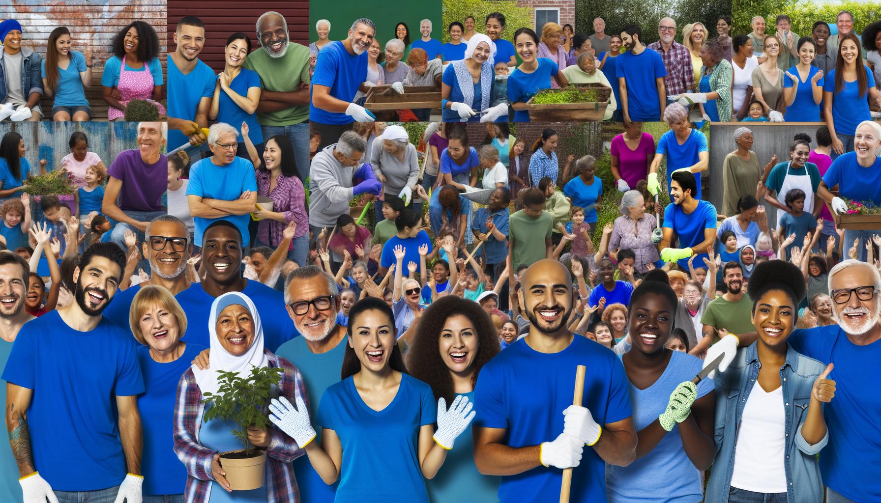 people in blue shirts volunteering in community