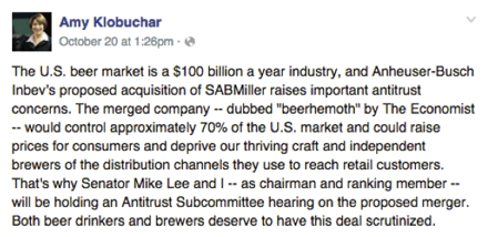 AmyKlobucharABInBev-SABMiller