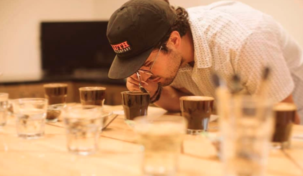 Sam Levar of Duluth Coffee Company doing a cupping