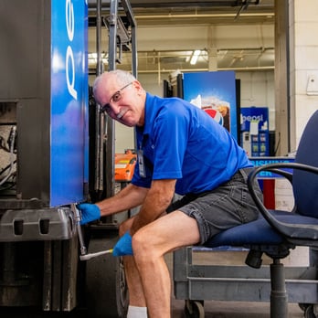 Bernick's employee maintaining a machine